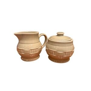Longaberger Pottery Creamer Pitcher & Sugar Bowl with Lid - Sage Green